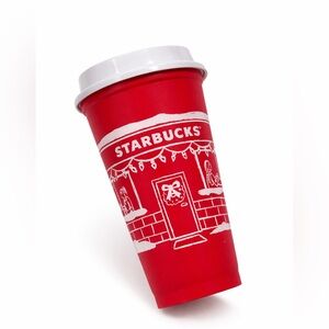 🎄 Starbucks Red Holiday Reusable 2025 Cup w/ Lid – Festive Winter Design 🎄